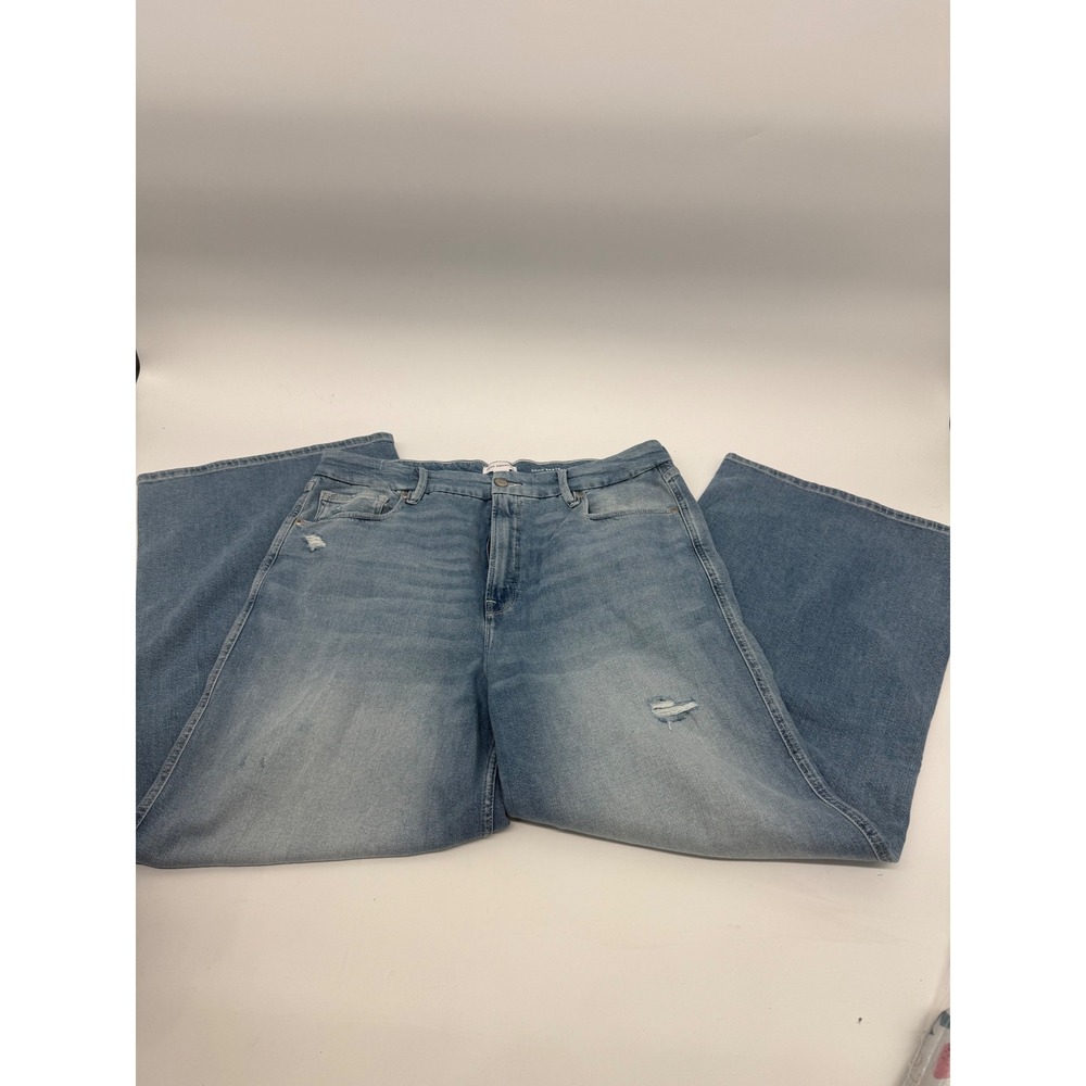 Good American Good Skate Crop Jeans Womens 14/32 High Rise Wide Leg Blue Denim